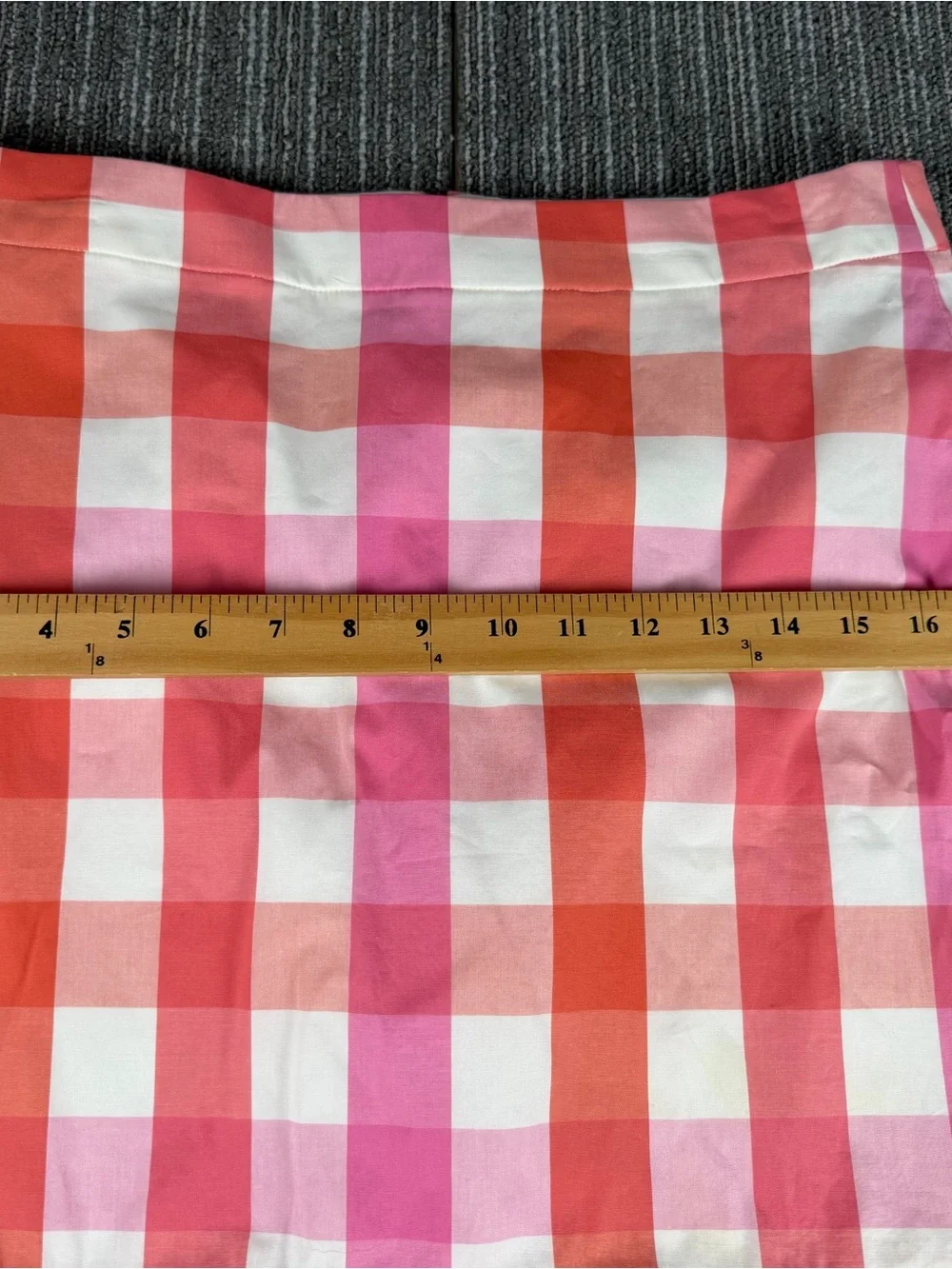 NWT J. Crew Pink/Orange Gingham Ruffled Pencil Skirt Size 6